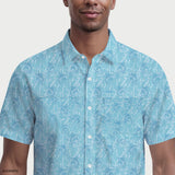 Izod Mens Shirt Sunshield Performance Short Sleeve Printed Button Down Shirt Blue 