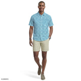 SUNSHIELD PERFORMANCE S/S PRINTED BUTTON-DOWN SHIRT - MILKY BLUE