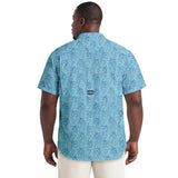 BIG & TALL SUNSHIELD PERFORMANCE S/S PRINTED BUTTON-DOWN SHIRT - MILKY BLUE