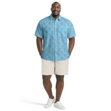 BIG & TALL SUNSHIELD PERFORMANCE S/S PRINTED BUTTON-DOWN SHIRT - MILKY BLUE