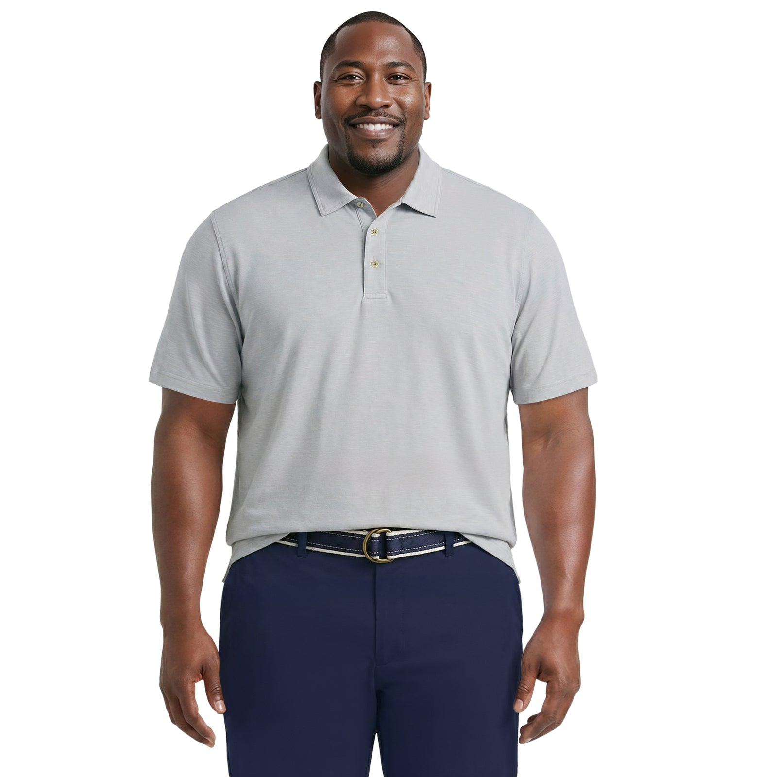 BIG & TALL DOCKSIDE SLUB S/S POLO - HARBOR MIST – IZOD
