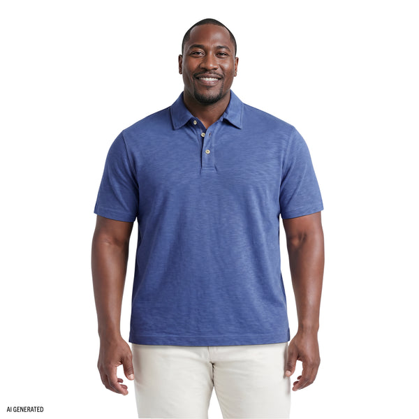 BIG & TALL DOCKSIDE SLUB S/S POLO - TRUE NAVY – IZOD