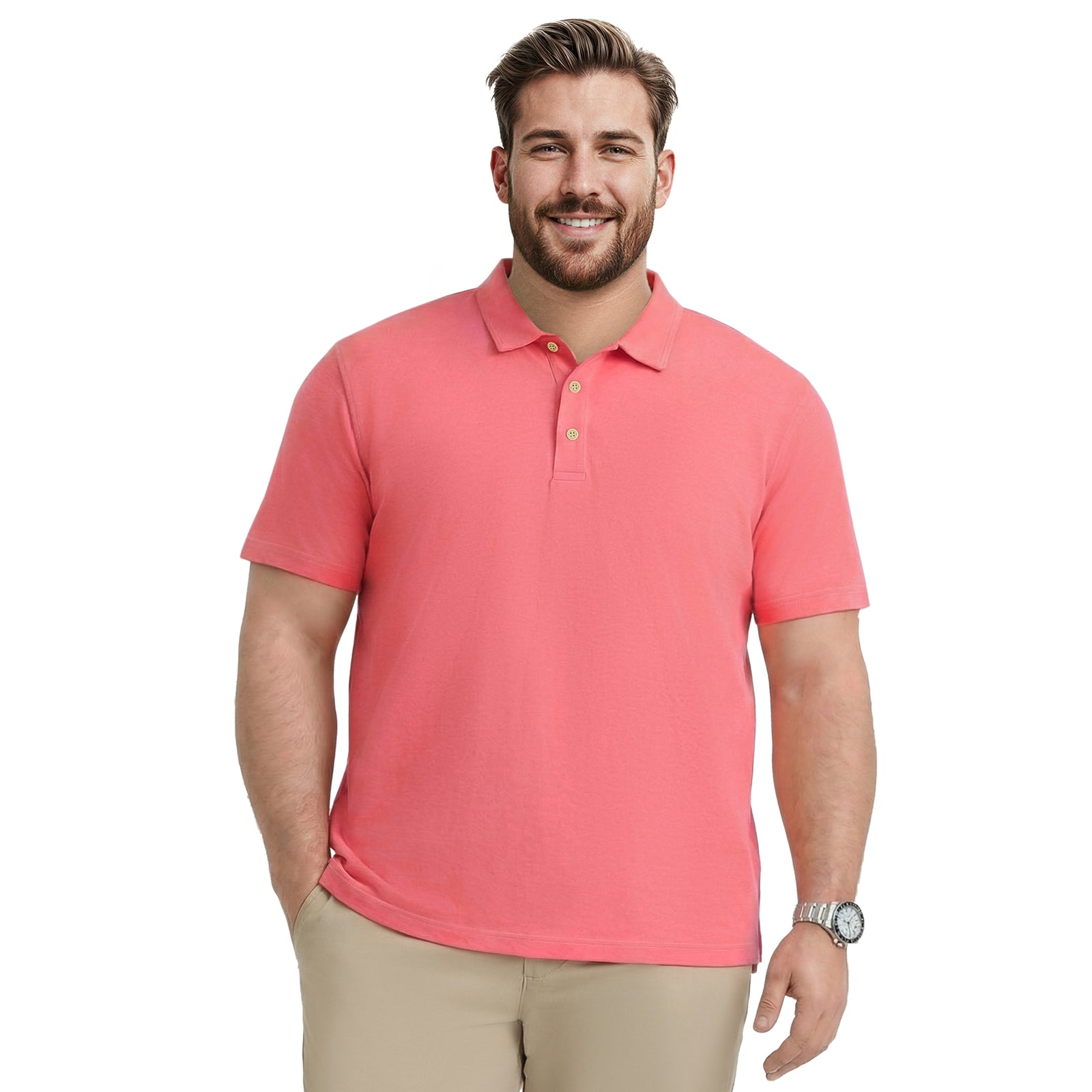 BIG & TALL DOCKSIDE SLUB S/S POLO - HOLLY BERRY – IZOD