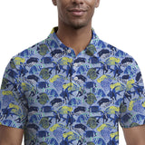 SUNSHIELD PERFORMANCE S/S PRINTED POLO - CHAMBRAY BLUE
