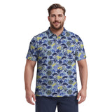 BIG & TALL SUNSHIELD PERFORMANCE S/S PRINTED POLO - CHAMBRAY BLUE