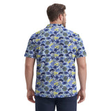 BIG & TALL SUNSHIELD PERFORMANCE S/S PRINTED POLO - CHAMBRAY BLUE
