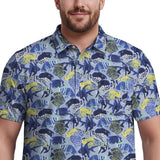 BIG & TALL SUNSHIELD PERFORMANCE S/S PRINTED POLO - CHAMBRAY BLUE