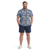 BIG & TALL SUNSHIELD PERFORMANCE S/S PRINTED POLO - CHAMBRAY BLUE