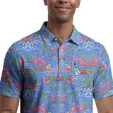 SUNSHIELD PERFORMANCE S/S PRINTED POLO - VALLARTA BLUE