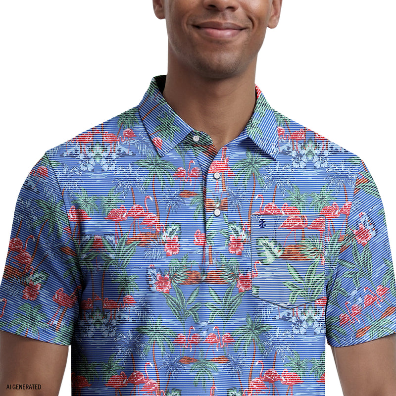 SUNSHIELD PERFORMANCE S/S PRINTED POLO - VALLARTA BLUE – IZOD