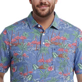 BIG & TALL SUNSHIELD PERFORMANCE S/S PRINTED POLO - VALLARTA BLUE
