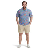 BIG & TALL SUNSHIELD PERFORMANCE S/S PRINTED POLO - VALLARTA BLUE