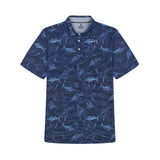 SUNSHIELD PERFORMANCE S/S PRINTED POLO - BLUE DEPTHS