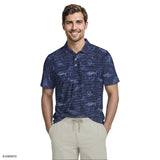 SUNSHIELD PERFORMANCE S/S PRINTED POLO - BLUE DEPTHS