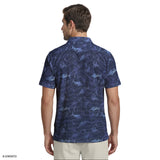 SUNSHIELD PERFORMANCE S/S PRINTED POLO - BLUE DEPTHS
