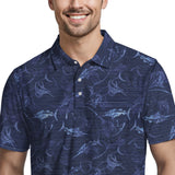 SUNSHIELD PERFORMANCE S/S PRINTED POLO - BLUE DEPTHS