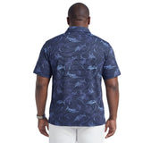 BIG & TALL SUNSHIELD PERFORMANCE S/S PRINTED POLO - BLUE DEPTHS