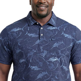 BIG & TALL SUNSHIELD PERFORMANCE S/S PRINTED POLO - BLUE DEPTHS