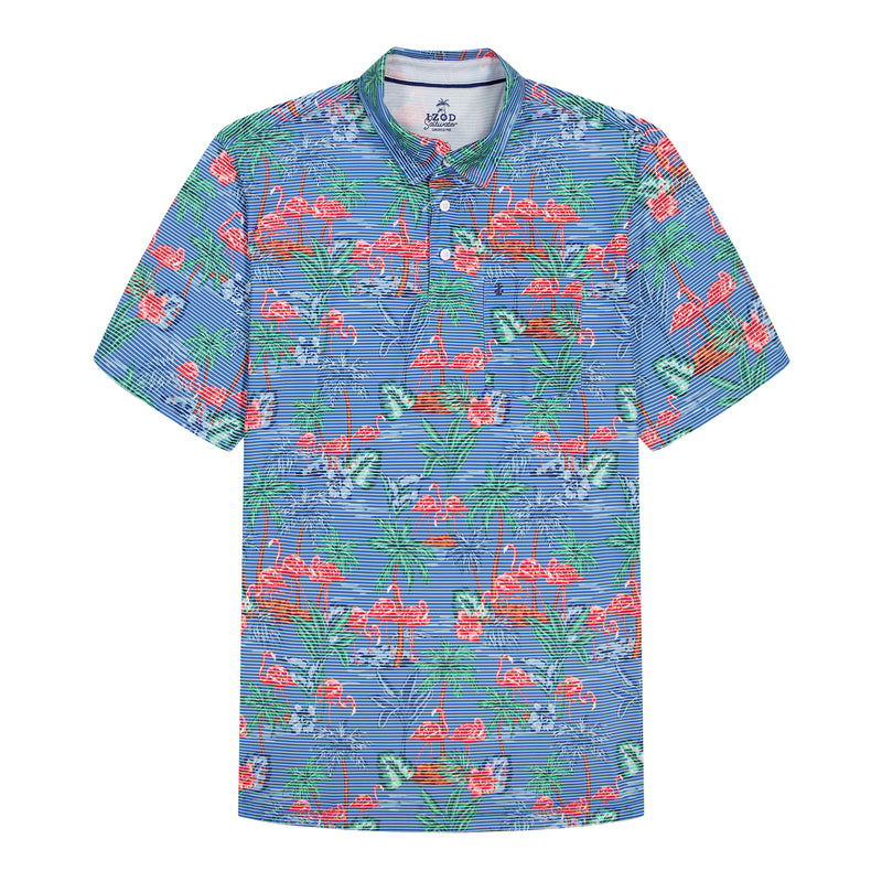 SUNSHIELD PERFORMANCE S/S PRINTED POLO - VALLARTA BLUE – IZOD