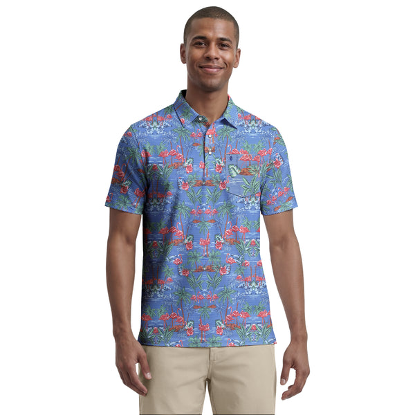 SUNSHIELD PERFORMANCE S/S PRINTED POLO - VALLARTA BLUE – IZOD