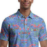 SUNSHIELD PERFORMANCE S/S PRINTED POLO - VALLARTA BLUE
