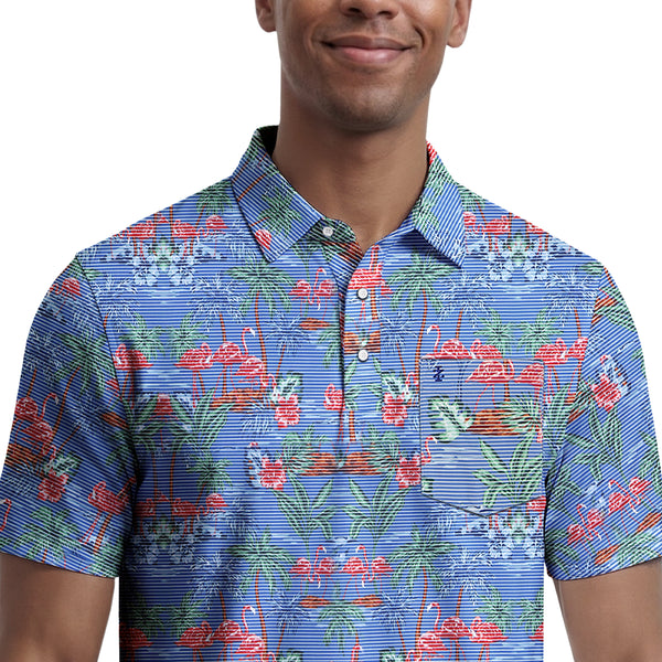 SUNSHIELD PERFORMANCE S/S PRINTED POLO - VALLARTA BLUE – IZOD