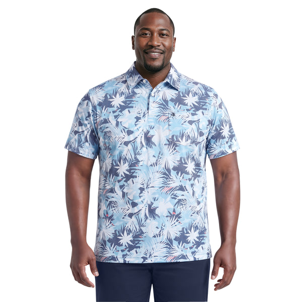 BIG & TALL SUNSHIELD PERFORMANCE S/S PRINTED POLO - AQUARIUS – IZOD