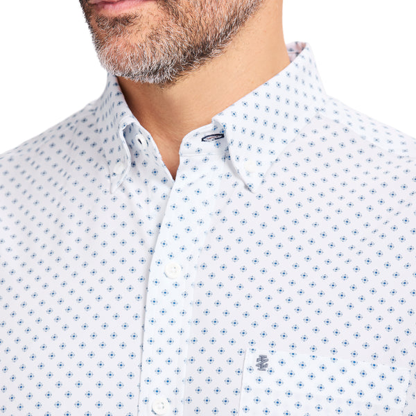 PRY シュウト Super100's Button-front Shirt BREEZE S/S PRINTED BUTTON-DOWN SHIRT - BRIGHT WHITE – IZOD