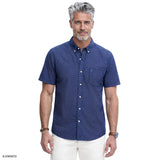 BREEZE S/S PRINTED BUTTON-DOWN SHIRT - TWILIGHT BLUE