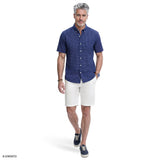 BREEZE S/S PRINTED BUTTON-DOWN SHIRT - TWILIGHT BLUE