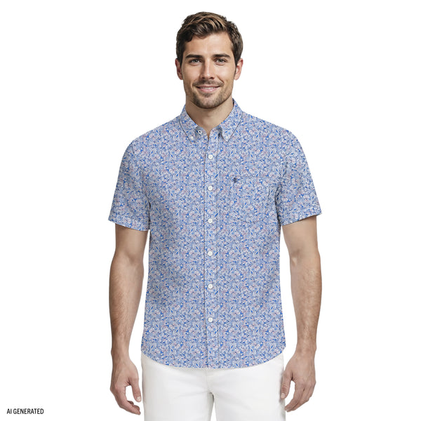 athletic fit short sleeve dress shirts Athletic Fit Short Sleeve Signature Shirt in Mid Blue S