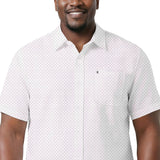 BIG & TALL BREEZE S/S PRINTED BUTTON-DOWN SHIRT - BRIGHT WHITE
