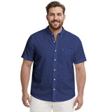 BIG & TALL BREEZE S/S PRINTED BUTTON-DOWN SHIRT - TWILIGHT BLUE