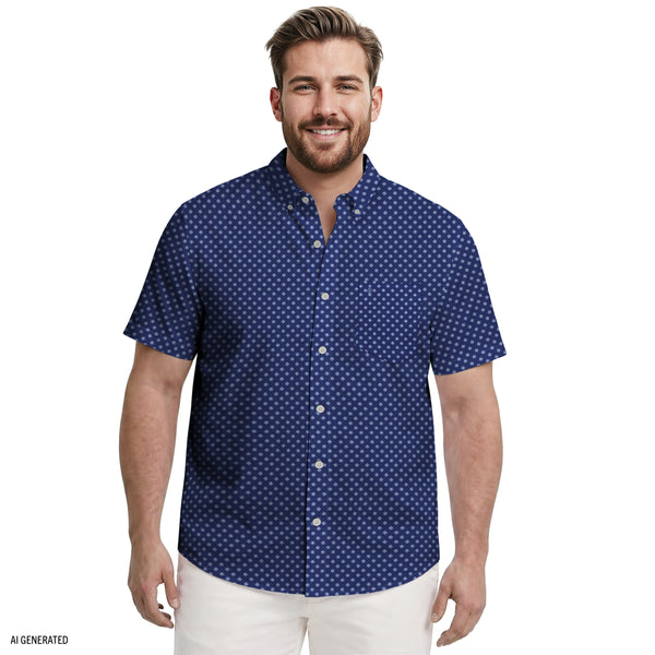 トップス baloriginal DOUBLE BUTTON SHIRT BLUE BIG & TALL BREEZE S/S PRINTED BUTTON-DOWN SHIRT - TWILIGHT BLUE – IZOD