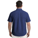 BIG & TALL BREEZE S/S PRINTED BUTTON-DOWN SHIRT - TWILIGHT BLUE