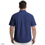 BIG & TALL BREEZE S/S PRINTED BUTTON-DOWN SHIRT - TWILIGHT BLUE