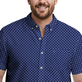 BIG & TALL BREEZE S/S PRINTED BUTTON-DOWN SHIRT - TWILIGHT BLUE