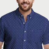 BIG & TALL BREEZE S/S PRINTED BUTTON-DOWN SHIRT - TWILIGHT BLUE