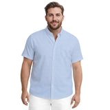 BIG & TALL BREEZE S/S PRINTED BUTTON-DOWN SHIRT - CORNFLOWER BLUE