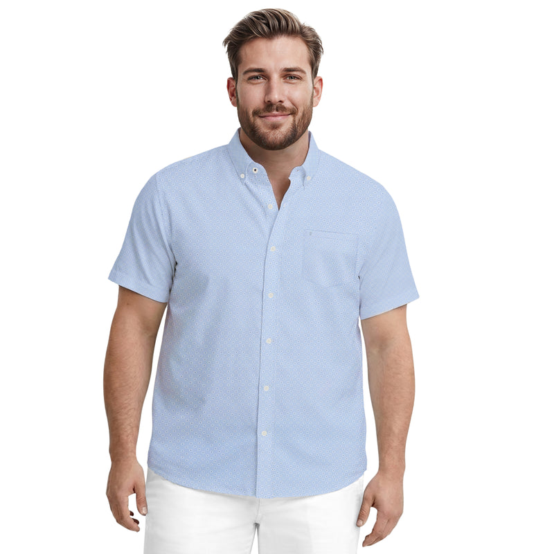 izod 2xlt dress shirts BIG & TALL Breeze S/S Printed Button-down Shirt - Izod Sportswear - CORNFLOWER BLUE