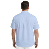 BIG & TALL BREEZE S/S PRINTED BUTTON-DOWN SHIRT - CORNFLOWER BLUE