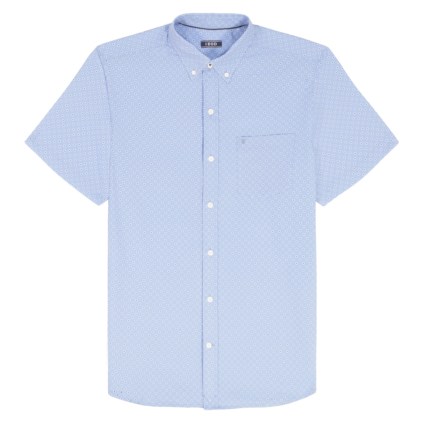 BIG & TALL BREEZE S/S PRINTED BUTTON-DOWN SHIRT - CORNFLOWER BLUE