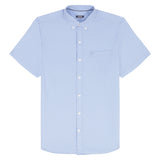 BIG & TALL BREEZE S/S PRINTED BUTTON-DOWN SHIRT - CORNFLOWER BLUE