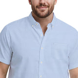 BIG & TALL BREEZE S/S PRINTED BUTTON-DOWN SHIRT - CORNFLOWER BLUE