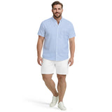 BIG & TALL BREEZE S/S PRINTED BUTTON-DOWN SHIRT - CORNFLOWER BLUE