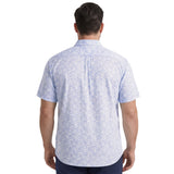 BIG & TALL BREEZE S/S PRINTED BUTTON-DOWN SHIRT - CORNFLOWER BLUE