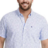 BIG & TALL BREEZE S/S PRINTED BUTTON-DOWN SHIRT - CORNFLOWER BLUE