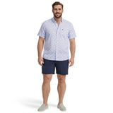 BIG & TALL BREEZE S/S PRINTED BUTTON-DOWN SHIRT - CORNFLOWER BLUE