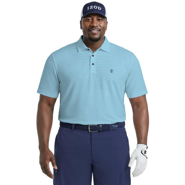 BIG & TALL GOLF SWINGFLEX ELITE STRIPED POLO - TEAL – IZOD