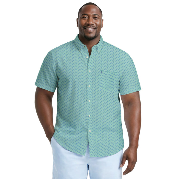 BIG & TALL BREEZE S/S PRINTED BUTTON-DOWN SHIRT - CABBAGE – IZOD